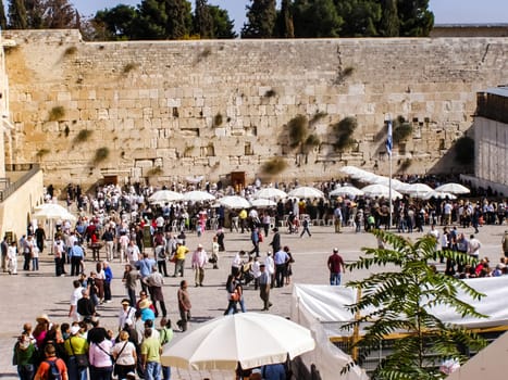 Jerusalem, Israel - May 23, 2013: The city of Jerusalem, sights of the city and Israel, religious symbols and buildings in the streets of the city.