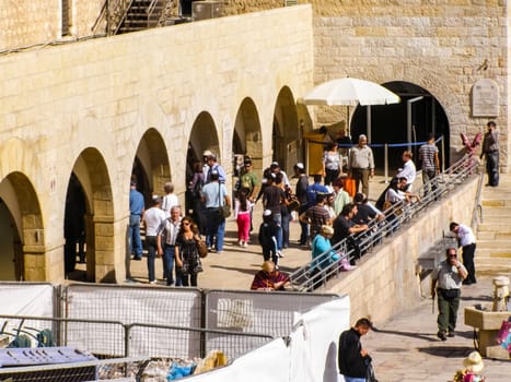 Jerusalem, Israel - May 23, 2013: The city of Jerusalem, sights of the city and Israel, religious symbols and buildings in the streets of the city.