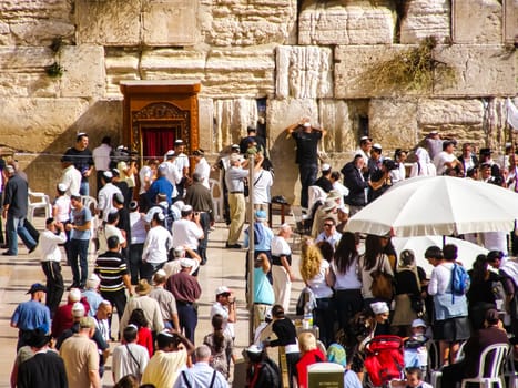 Jerusalem, Israel - May 23, 2013: The city of Jerusalem, sights of the city and Israel, religious symbols and buildings in the streets of the city.