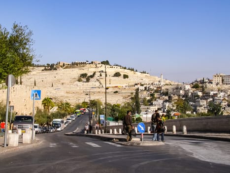 Jerusalem, Israel - May 23, 2013: The city of Jerusalem, sights of the city and Israel, religious symbols and buildings in the streets of the city.