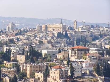Jerusalem, Israel - May 23, 2013: The city of Jerusalem, sights of the city and Israel, religious symbols and buildings in the streets of the city.