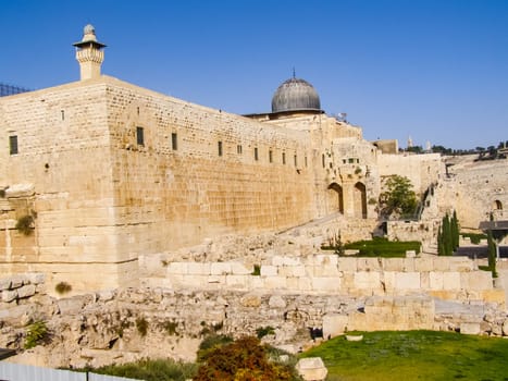 Jerusalem, Israel - May 23, 2013: The city of Jerusalem, sights of the city and Israel, religious symbols and buildings in the streets of the city.