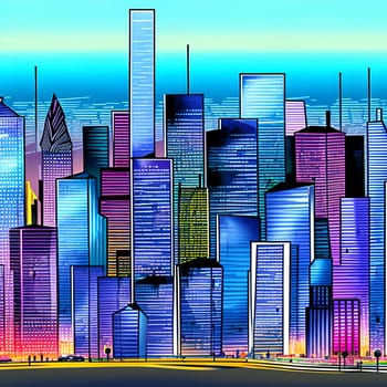 Futuristic cityscape with sleek, metallic buildings and high-tech gadgets in the foreground . AI Generative