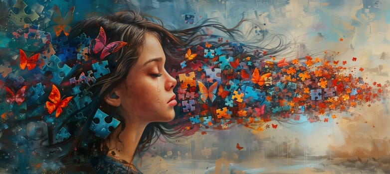 Autism, ADHD, attention deficit hyperactivity disorder, mental health, mind of a child with colorful jigsaw or puzzle pieces