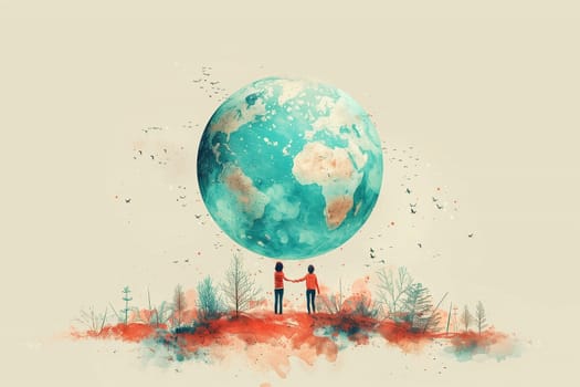 Human and planet earth, green deal, protect nature, sustainable lifestyle, ecology and environment, climate change and global warming