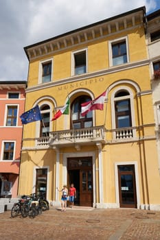 Town hall, Municipio, on Piazza III Novembre in the popular tourist town of Riva del Garda on Lake Garda in Italy