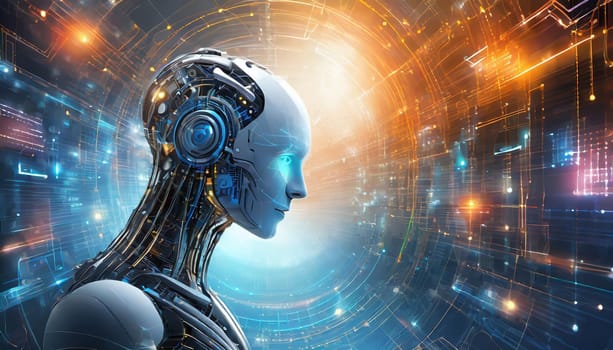 Artificial intelligence. Technology web background. Virtual concept