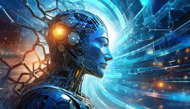 Artificial intelligence. Technology web background. Virtual concept