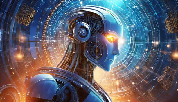 Artificial intelligence. Technology web background. Virtual concept