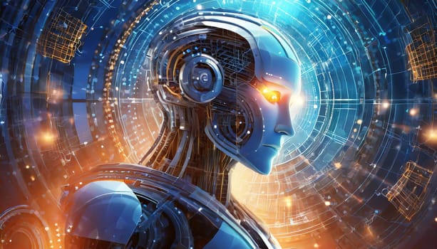 Artificial intelligence. Technology web background. Virtual concept