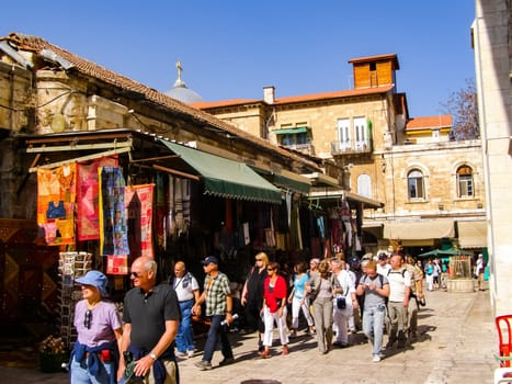 Jerusalem, Israel - May 23, 2013: The city of Jerusalem, sights of the city and Israel, religious symbols and buildings in the streets of the city.