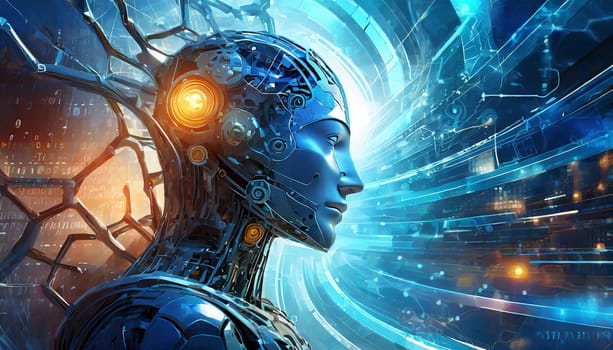 Artificial intelligence. Technology web background. Virtual concept
