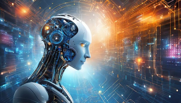 Artificial intelligence. Technology web background. Virtual concept