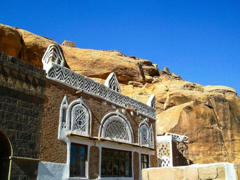 City of Sana'a, streets and buildings of the city in Yemen, sights and architecture of the Middle East.