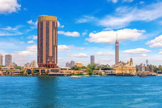 Cairo downtown view, nile and the skyscrappers, Egypt.