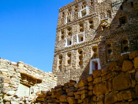 City of Sana'a, streets and buildings of the city in Yemen, sights and architecture of the Middle East.