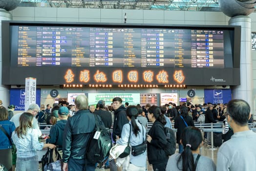 Taiwan 10 December 2023: Interior of Taoyuan airport in Taiwan