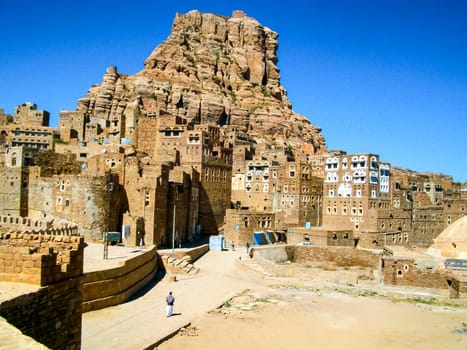 City of Sana'a, streets and buildings of the city in Yemen, sights and architecture of the Middle East.