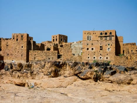 City of Sana'a, streets and buildings of the city in Yemen, sights and architecture of the Middle East.