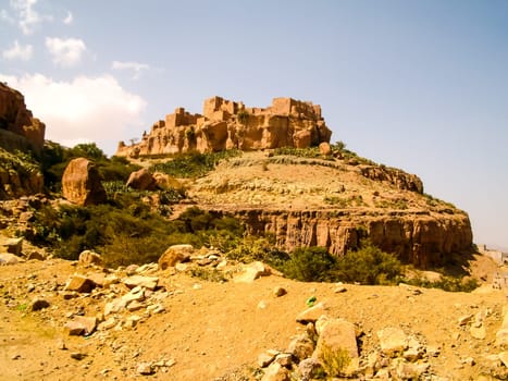 City of Sana'a, streets and buildings of the city in Yemen, sights and architecture of the Middle East.