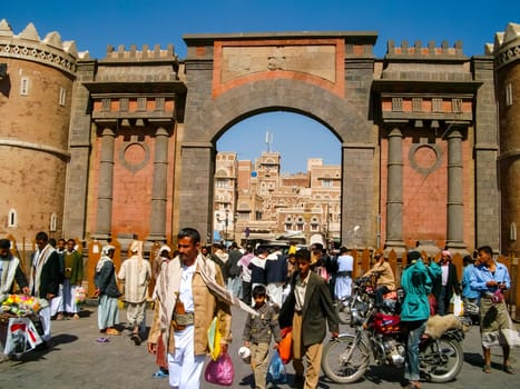 Sana'a, Yemen - May 12, 2015: City of Sana'a, streets and buildings of the city in Yemen, sights and architecture of the Middle East.