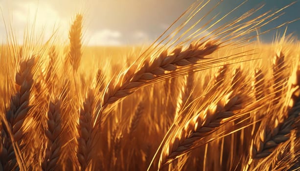 Golden cornfield in sunny day