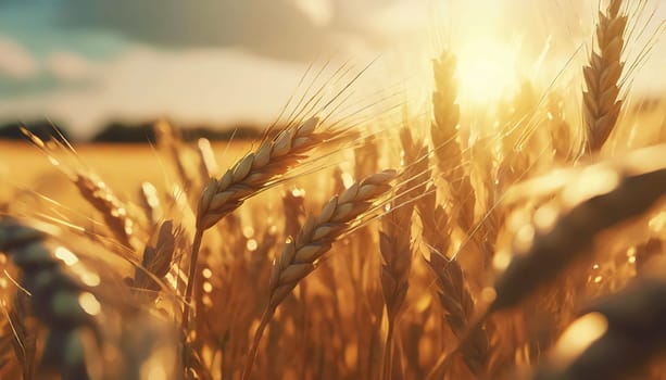 Golden cornfield in sunny day