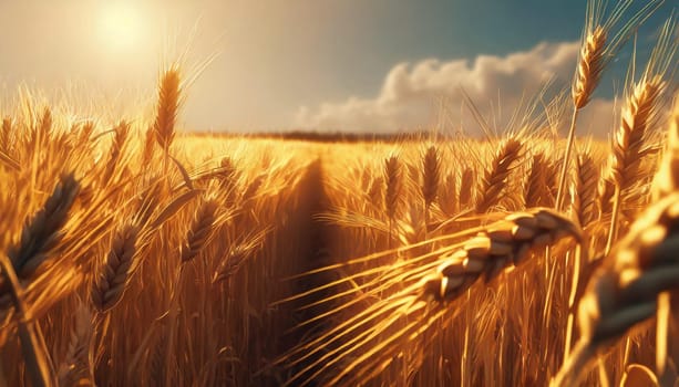 Golden cornfield in sunny day