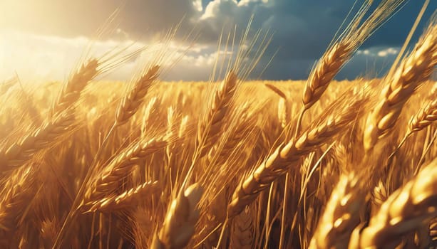 Golden cornfield in sunny day