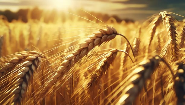 Golden cornfield in sunny day