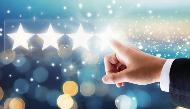 5 Five Stars Rating Quality Review Best Service Business Internet Marketing Concept