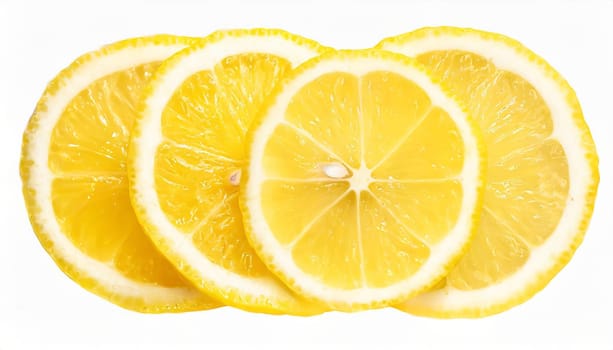 Slices of fresh lemon as background, top view