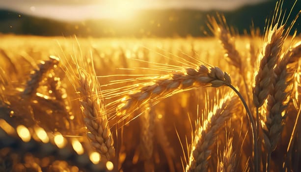 Golden cornfield in sunny day