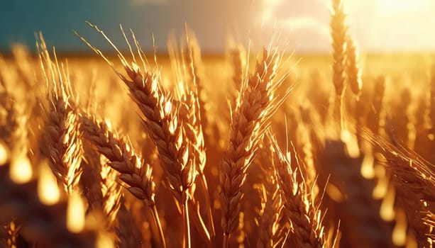 Golden cornfield in sunny day