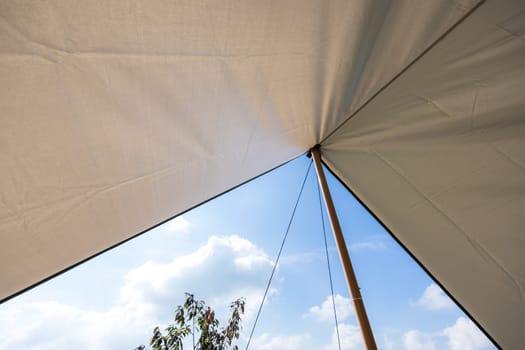 Camping tent with the blue sky