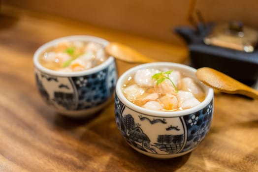 Steamed egg with fish on the top