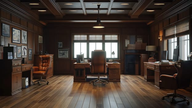 Luxury business meeting and working office room. Generative AI image