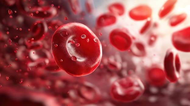 Red blood cells in vein. Generative AI image