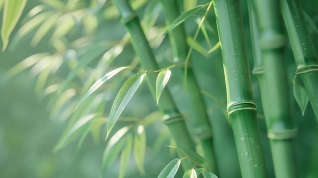 Elegant closeup of bamboo. Created using AI generated technology and image editing software.