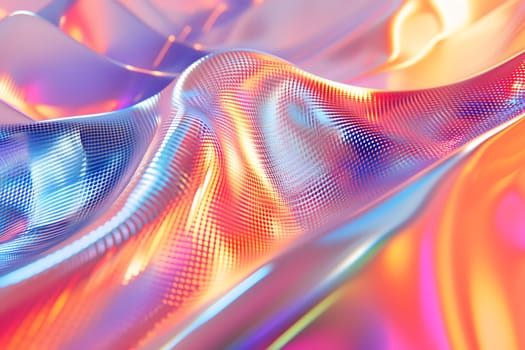 Colorful bright dreamy holo glass bubbles and waves background and wallpaper. Neural network generated in January 2024. Not based on any actual scene or pattern.