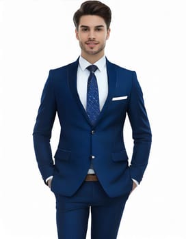 Elegant young handsome man in suite wearing glasses. Studio fashion portrait.