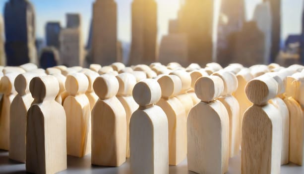 Wooden figures of people are lying on a white background. The search for the second half. Social network. Business. The concept of human resources management. Headhunters. Search for people to work
