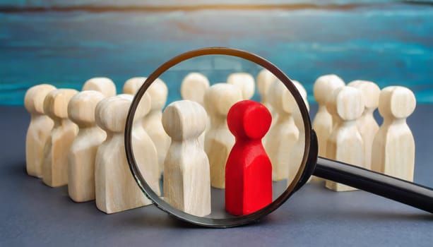 Wooden figures of people are lying on a white background. Social network. Business. The concept of human resources management. Headhunters. Search for people to work. The search for the second half.