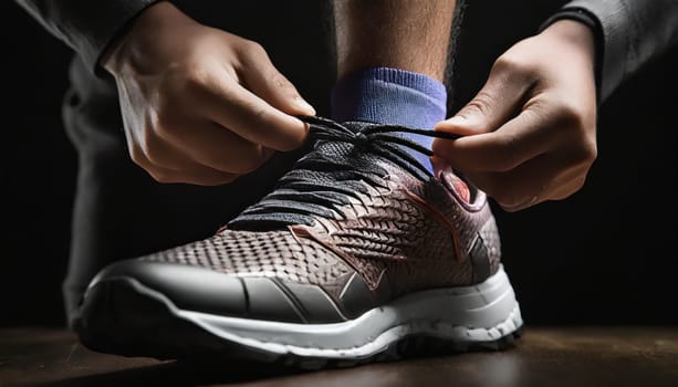 Tying sports shoes