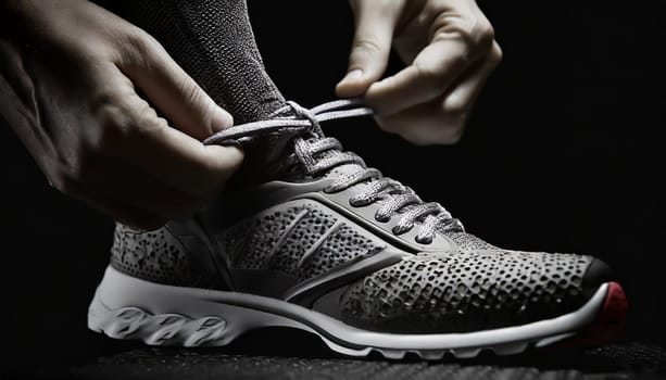 Tying sports shoes