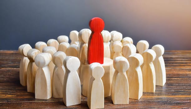 Wooden figures of people are lying on a white background. The search for the second half. Social network. Business. The concept of human resources management. Headhunters. Search for people to work