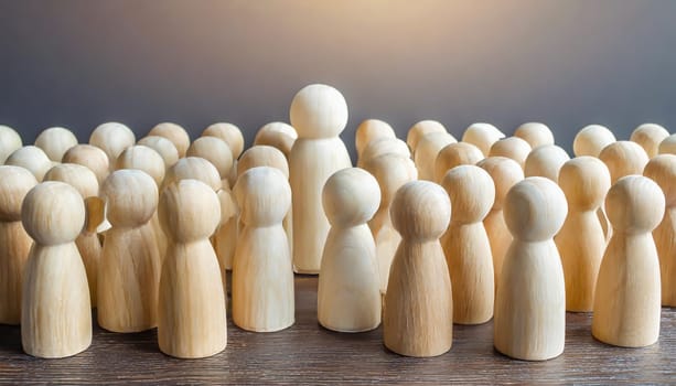 Wooden figures of people are lying on a white background. The search for the second half. Social network. Business. The concept of human resources management. Headhunters. Search for people to work