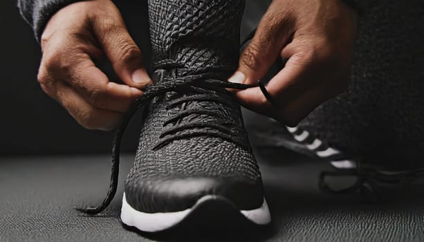 Tying sports shoes