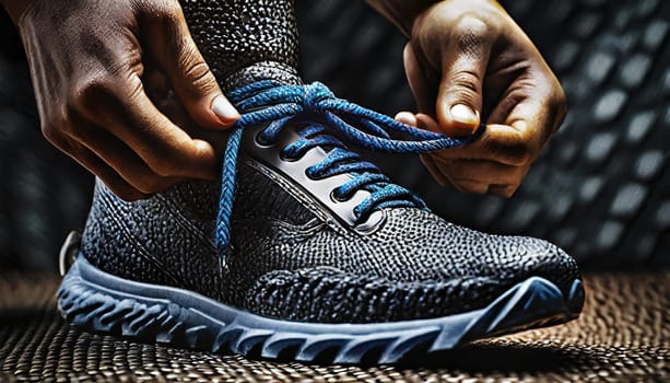 Tying sports shoes