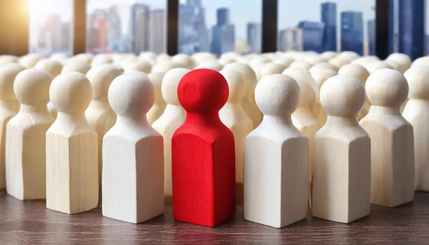 Wooden figures of people are lying on a white background. The search for the second half. Social network. Business. The concept of human resources management. Headhunters. Search for people to work
